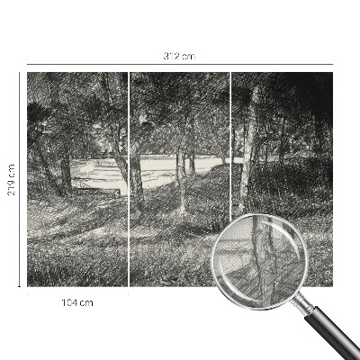 Peel and stick wall mural showing a peaceful landscape