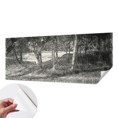 Peel and stick wall mural showing a peaceful landscape