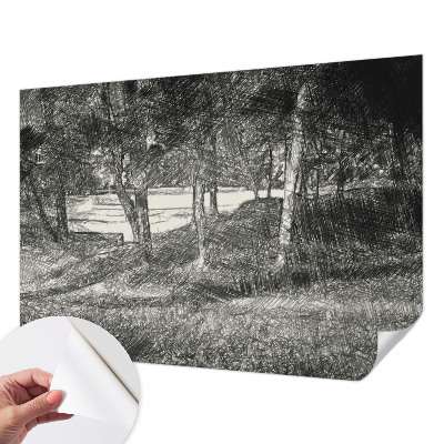 Peel and stick wall mural showing a peaceful landscape