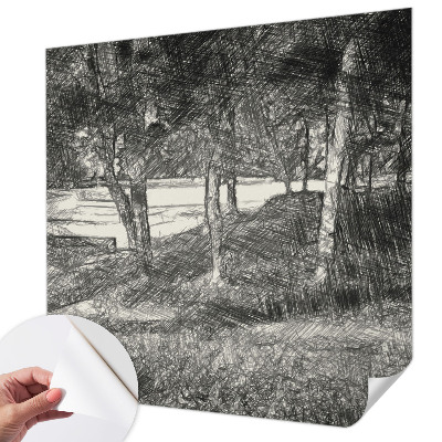 Peel and stick wall mural showing a peaceful landscape