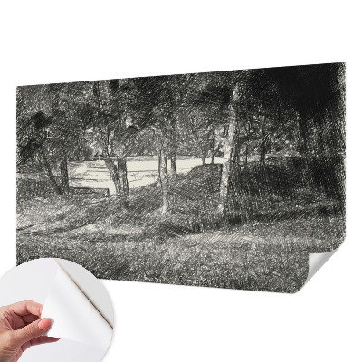 Peel and stick wall mural showing a peaceful landscape