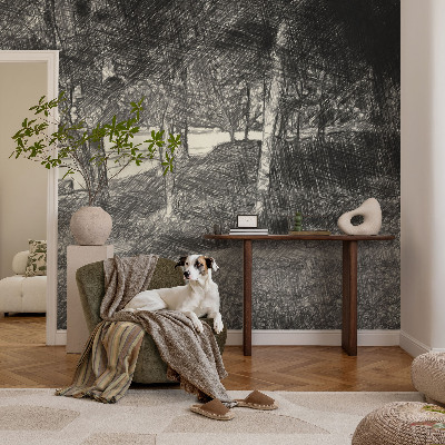 Peel and stick wall mural showing a peaceful landscape