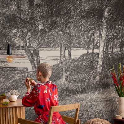 Peel and stick wall mural A peaceful landscape