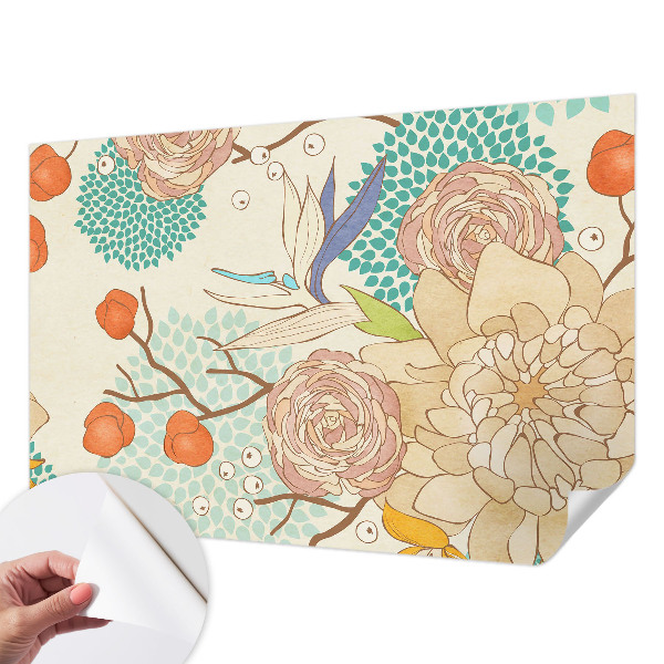 Self-adhesive photo wallpaper with a floral fantasy design