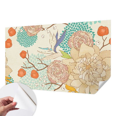 Self-adhesive photo wallpaper with a floral fantasy design