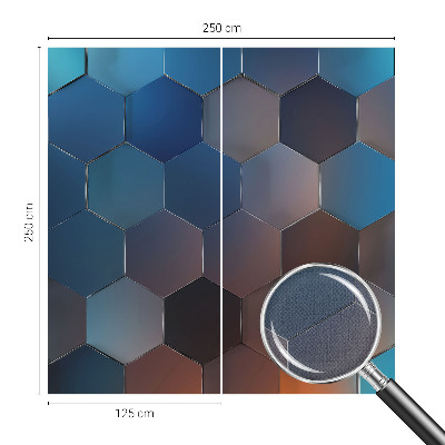 Peel and stick wallpaper mural with a blue hexagon pattern