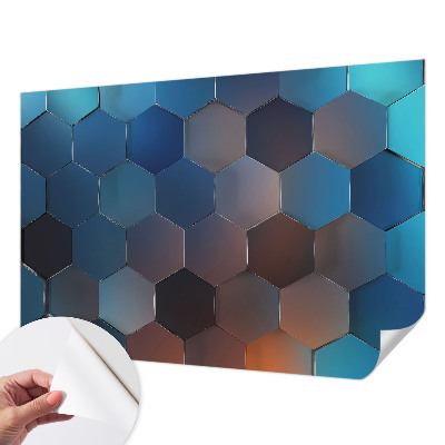Peel and stick wallpaper mural Blue hexagons