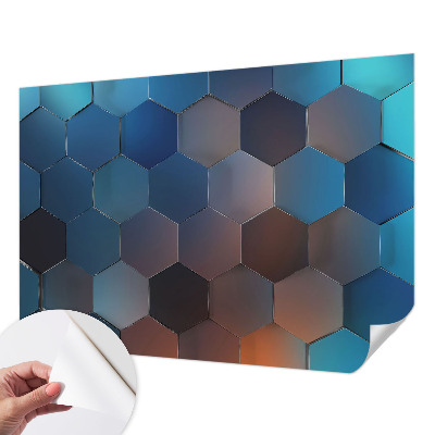 Peel and stick wallpaper mural Blue hexagons