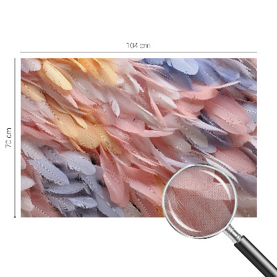 Stick-on wall mural with a pastel feather pattern