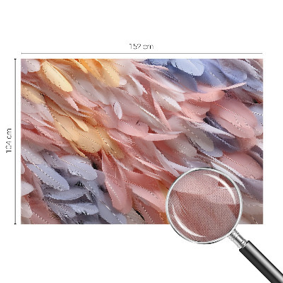 Stick-on wall mural with a pastel feather pattern