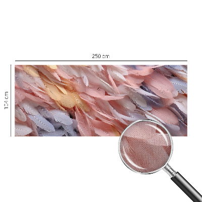 Stick-on wall mural with a pastel feather pattern