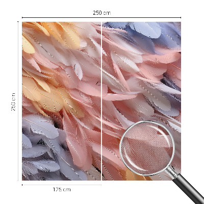 Stick-on wall mural with a pastel feather pattern
