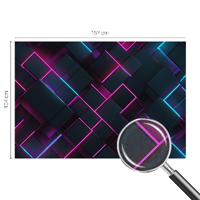 Removable wall mural with a neon geometric design