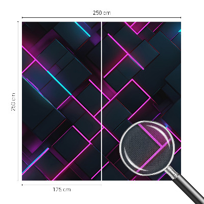 Removable wall mural with a neon geometric design
