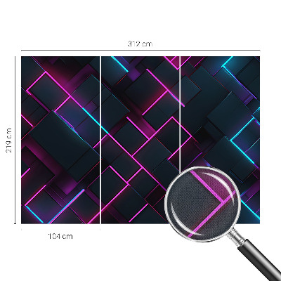 Removable wall mural with a neon geometric design