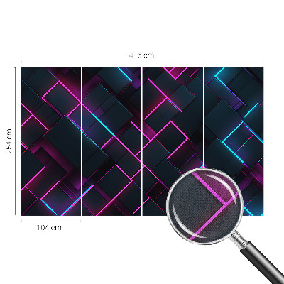 Removable wall mural with a neon geometric design