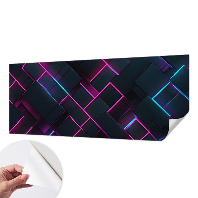 Removable wall mural with a neon geometric design