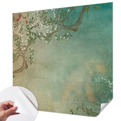 Peel and stick wall mural for bedroom with a floral harmony design