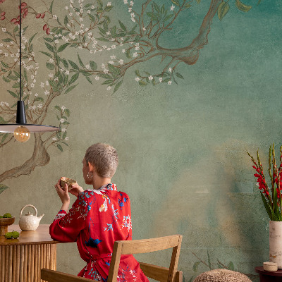 Peel and stick wall mural for bedroom Floral harmony