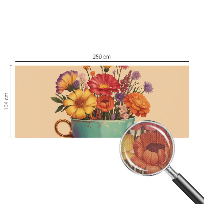 3D wall mural with a colorful bouquet design