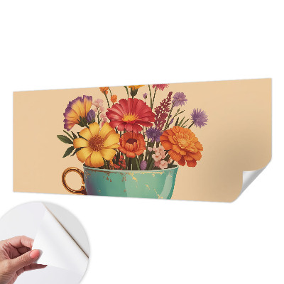 3D wall mural with a colorful bouquet design