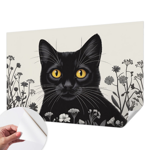 3D photo wallpaper mural Cat flowers