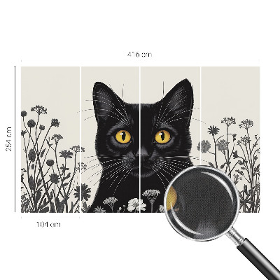 3D photo wallpaper mural Cat flowers