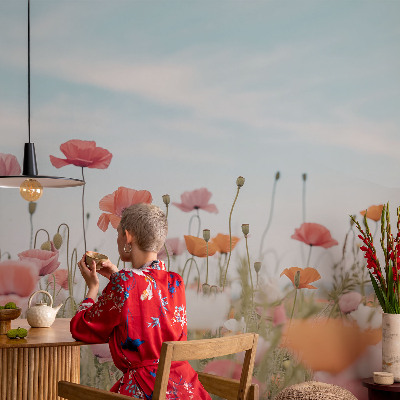 Nursery wall mural Poppy flowers