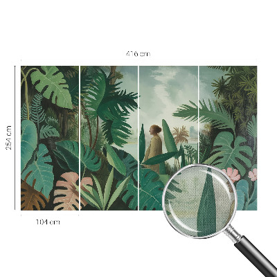 Self-adhesive wall mural with an exotic jungle motif