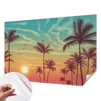 Self-adhesive photo wallpaper with a tropical landscape design