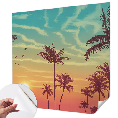 Self-adhesive photo wallpaper with a tropical landscape design