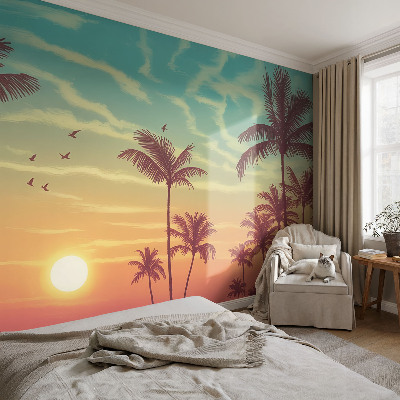 Self-adhesive photo wallpaper with a tropical landscape design