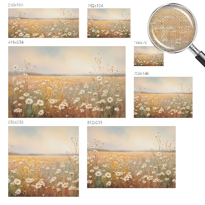 Peel and stick wall mural for living room with a flower meadow motif