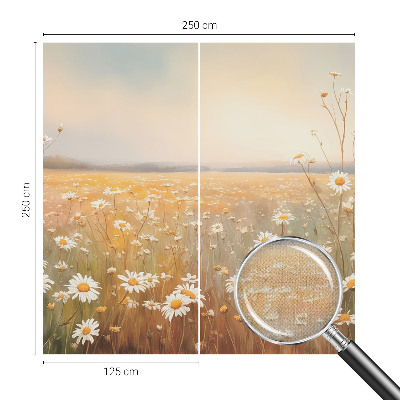 Peel and stick wall mural for living room with a flower meadow motif