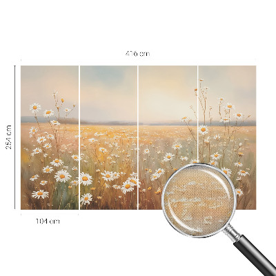 Peel and stick wall mural for living room with a flower meadow motif