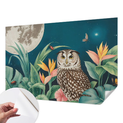 Peel and stick wall mural for bedroom with a moon safari design