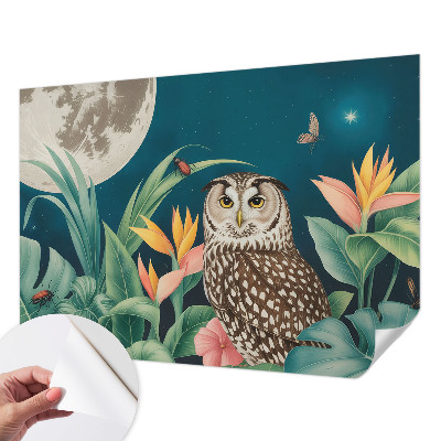 Peel and stick wall mural for bedroom with a moon safari design