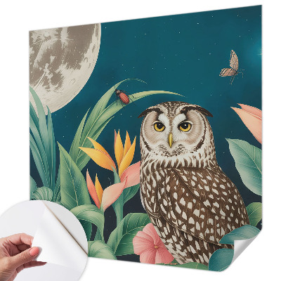 Peel and stick wall mural for bedroom with a moon safari design
