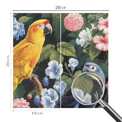 Nursery wall mural with an exotic birds design