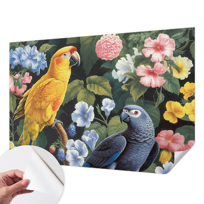 Nursery wall mural with an exotic birds design