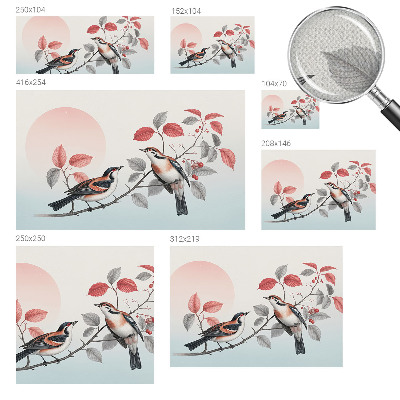 Children's wall mural with a design of sitting birds