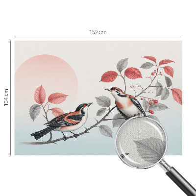 Children's wall mural with a design of sitting birds