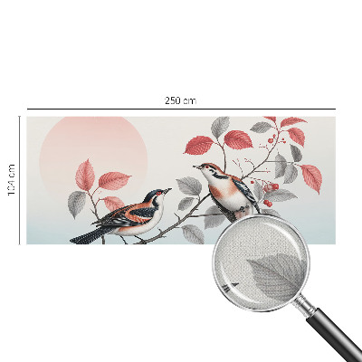 Children's wall mural with a design of sitting birds
