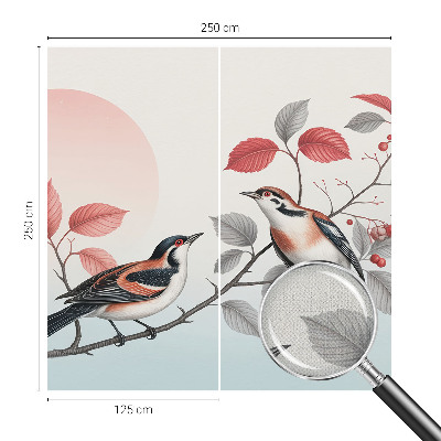 Children's wall mural with a design of sitting birds