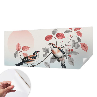 Children's wall mural with a design of sitting birds