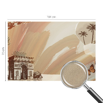Peel and stick wallpaper mural with an exotic travel-inspired design