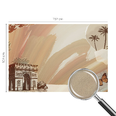Peel and stick wallpaper mural with an exotic travel-inspired design
