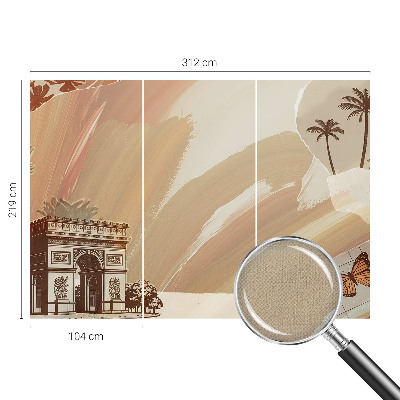 Peel and stick wallpaper mural with an exotic travel-inspired design