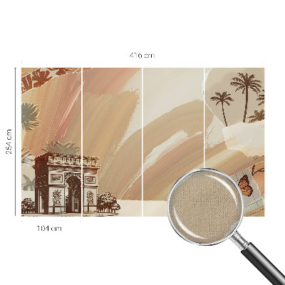 Peel and stick wallpaper mural with an exotic travel-inspired design