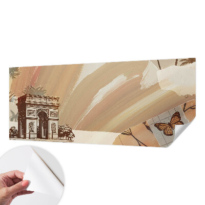 Peel and stick wallpaper mural with an exotic travel-inspired design